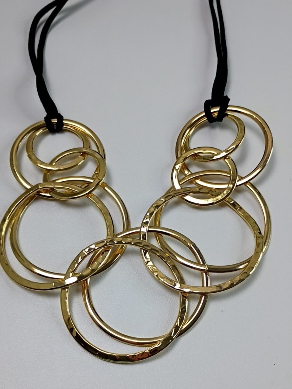 Gold Tone Interlocking Circle Statement Necklace - Women Jewelry
